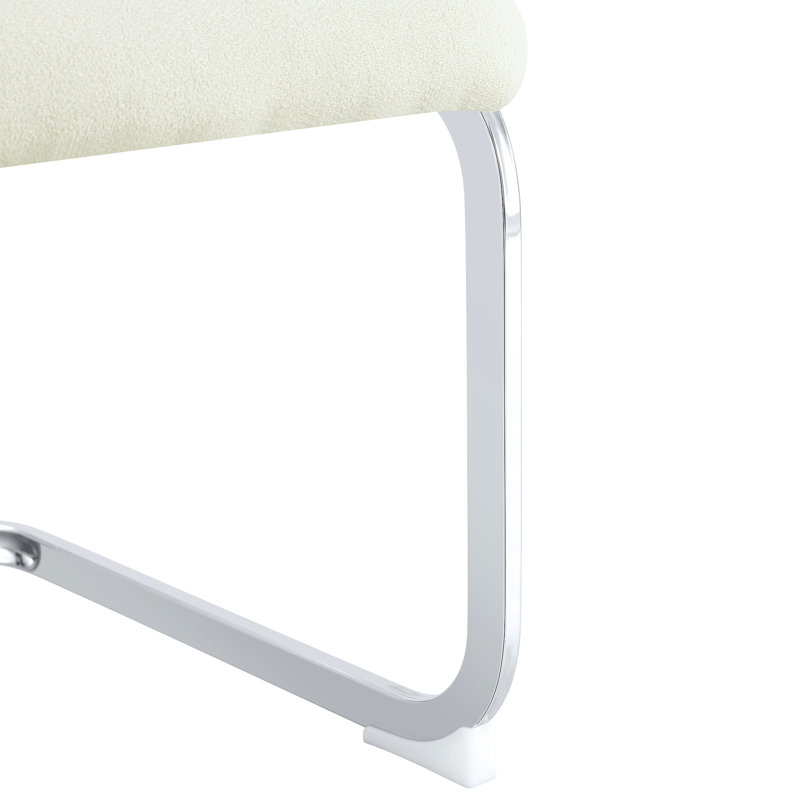 Quatre chaises de salle à manger de luxe, tissu en velours blanc, pieds en forme d'argent, assise respirante confortable, fonction de glissement, quatre chaises à décor moderne, granuleuses et assises, protection, maison