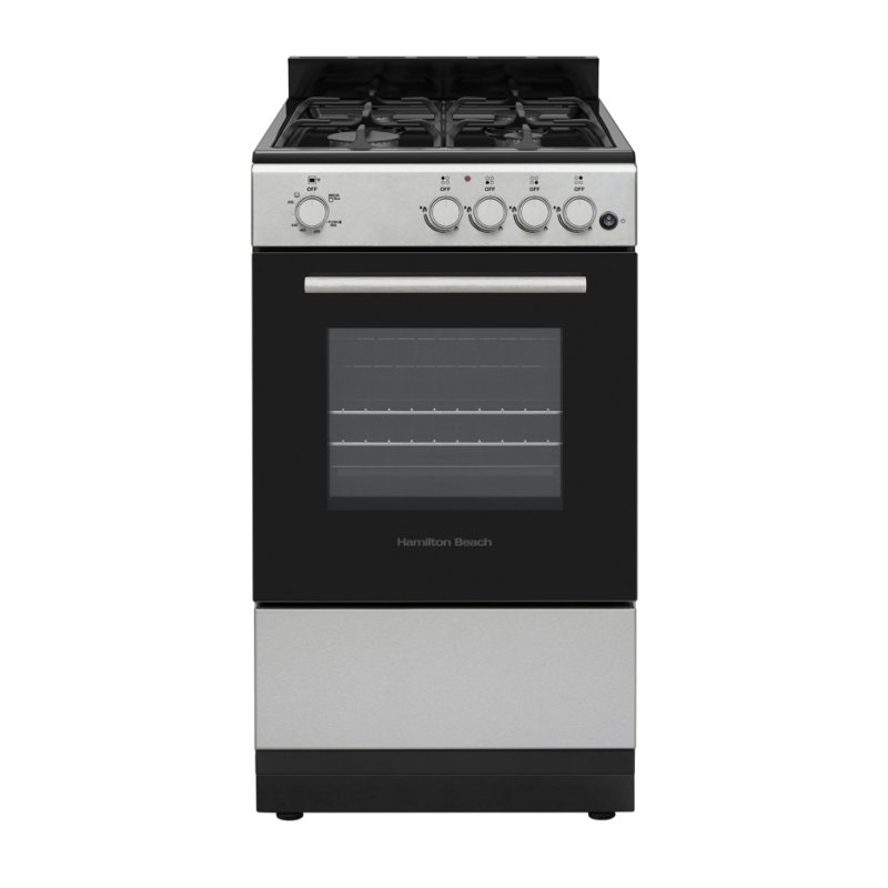 Hamilton Beach 20-Inch Gas Range with 1.9 cu. ft. Oven, 4-Burner Stainless Steel Stove with Broiler, Storage Drawer & Electronic Ignition – Compact Freestanding Kitchen Range for Apartments, RVs, and Small Homes
