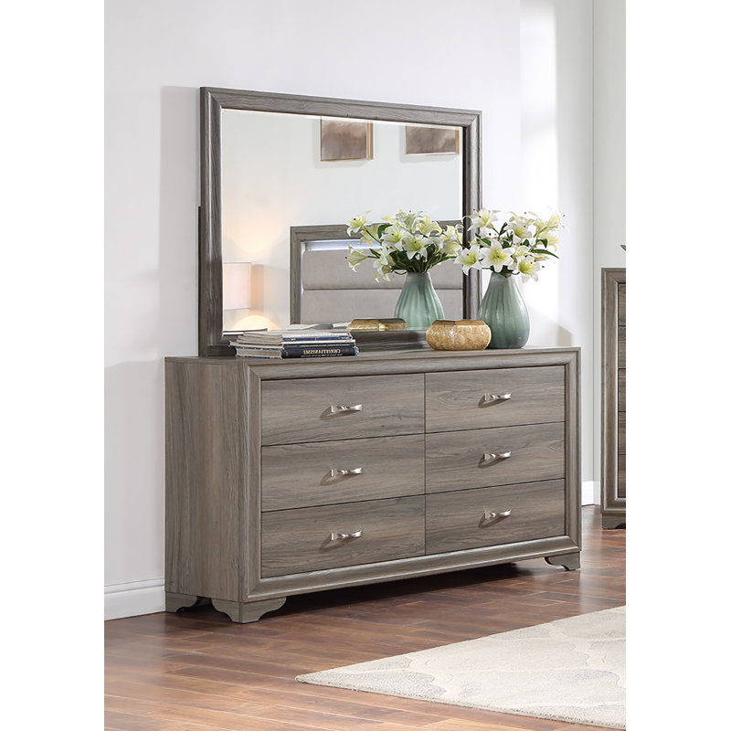 Miroir rectangulaire pour commode brun
