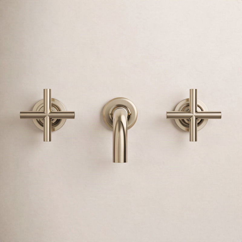 Purist® Wall Mounted Bathroom Faucet, Vibrant French Gold, Cross Handle