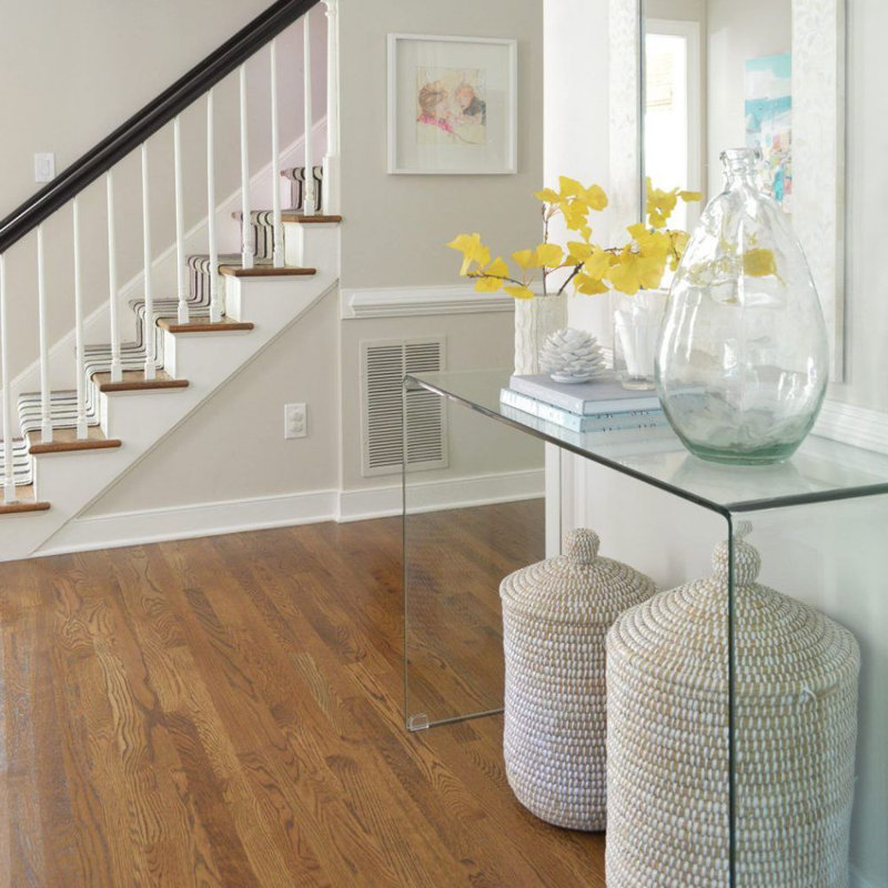 Lucent Waterfall Glass Console Table, 30" H x 32" W x 14" D