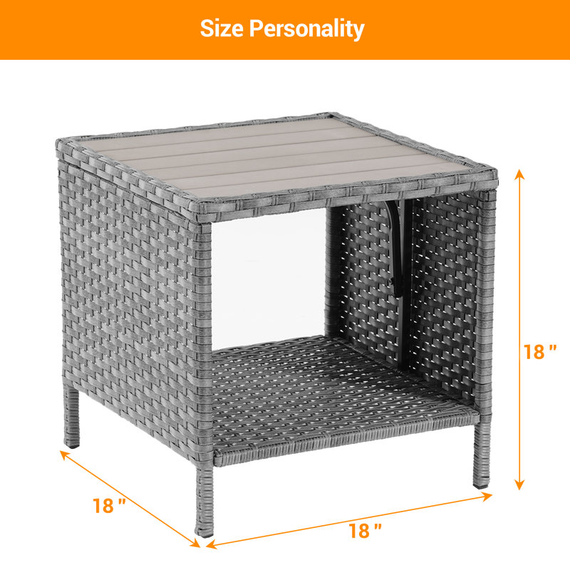 Kamario Square Metal Outdoor Side Table , 18.11'' in. W 18.11'' in. D, Grey