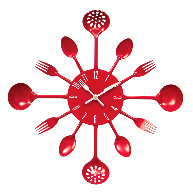 Utensil Wall Clock, Red