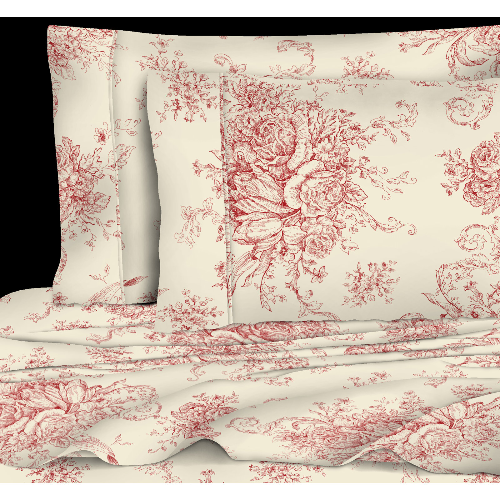 Benedictine Cotton Sheet Set, Twin, Red