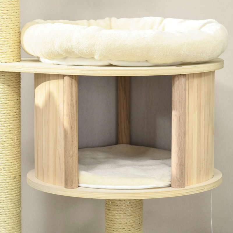 Arbre à chat à 3 niveaux, grattage, coussins moelleux et aires de jeux. Sécuritaire pour les petits chats, amusant comme poteaux à griffer pour activités supplémentaires, petits moments