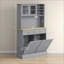 Armoire de rangement pour garde-manger de cuisine | H 68 po avec station de charge, poubelle inclinable, panneau de fibres à densité moyenne sur pied, panneau de particules-730085198