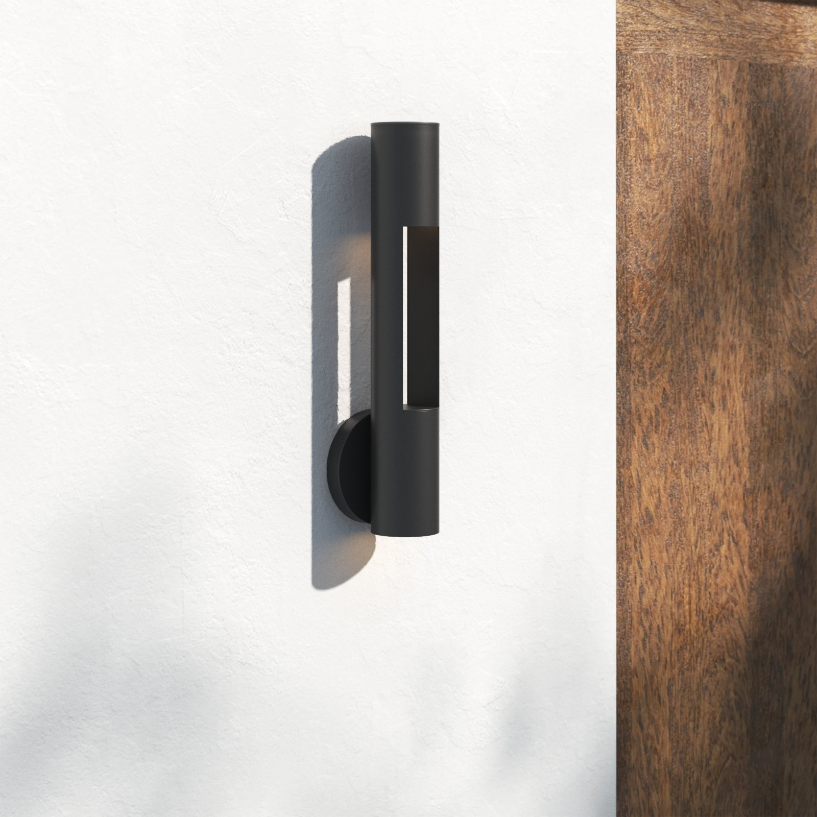 Aurora 2 Light Cylinder Outdoor Wall Light, Black