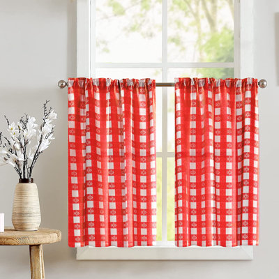 Poplin Tavern Gingham Checkered Cafe Tier Curtains