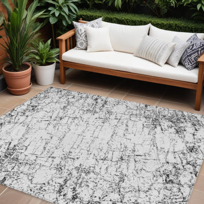 Tapis intérieur lavable abstrait 9 pi x 12 pi blanc