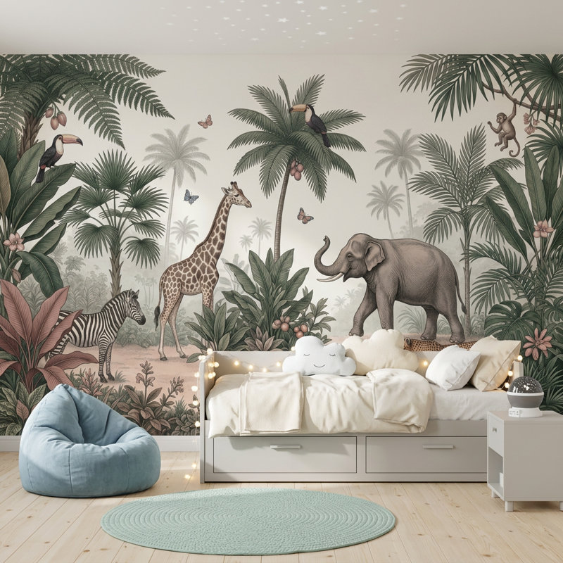 Décoration murale tropicale amovible Mute, Texturé non collé, 140 po x 108 po