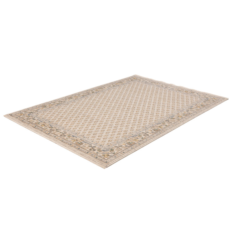 Nahili Machine Woven Wool Beige Rug, Rectangle 60 x 87cm