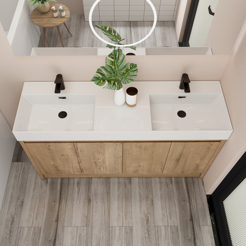 Blossom-Rae 59.08'' Single Bathroom Vanity with Resin Top