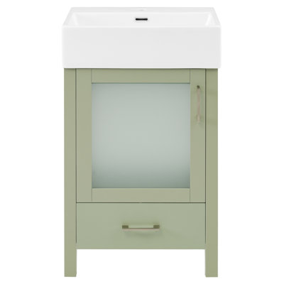 Meuble-lavabo de 20 pouces avec lavabo en céramique et grand tiroir compact - contemporain pour les salles de bain