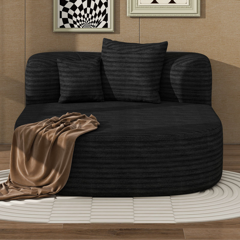 Chaise longue moderne avec deux coussins et canapé rembourré sans os, Noir