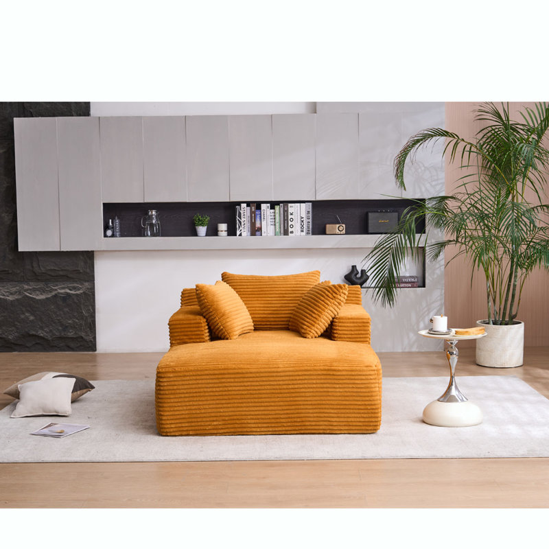 Chaise longue surdimensionnée, Velours côtelé orange