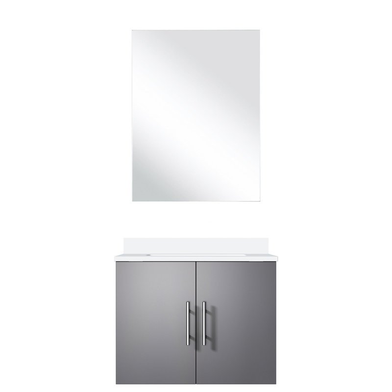 24 po L Comptoir de salle de bain gris foncé - comptoir en quartz, 18 miroirs, fermeture en douceur, espace de rangement spacieux, salle de bain en tache avec comptoir blanc et miroir X 22 P, acide