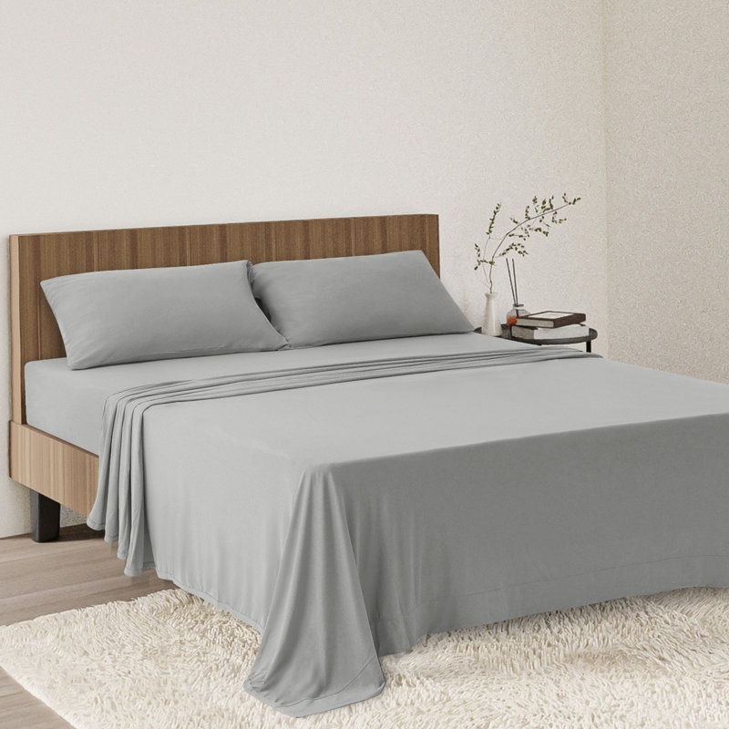 Ensemble de draps en jersey ultra doux, Double, Gris argenté