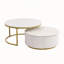 Table basse gigogne ronde moderne avec 2 grands tiroirs pour un rangement élégant et une décoration intérieure élégante, parfaite pour le salon