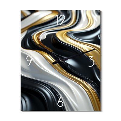 Horloge murale en spirale abstraite liquide liquide noir et blanc