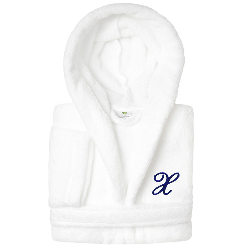 Peignoir en molleton mi-mollet personnalisé pour enfants avec poches et capuche, S, X