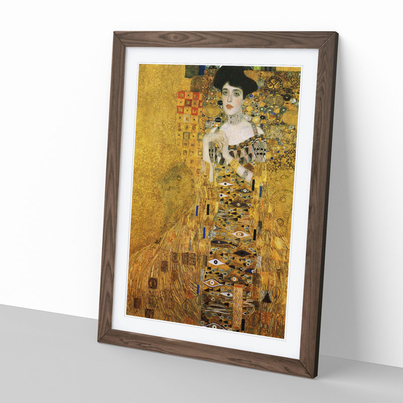 Adele Bloch-Bauer by Gustav Klimt - Picture Frame Painting on MDF, 36cm H x 27cm W x 2cm D, Walnut Framed