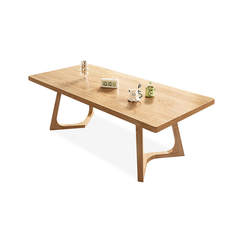 Modern Burlywood Rectangular Solid Wood Dining Table, 29.53"H x 62.99"L x 27.56"W