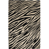 Strickland Animal Print Hand Knotted Wool Ivory/Black Area Rug