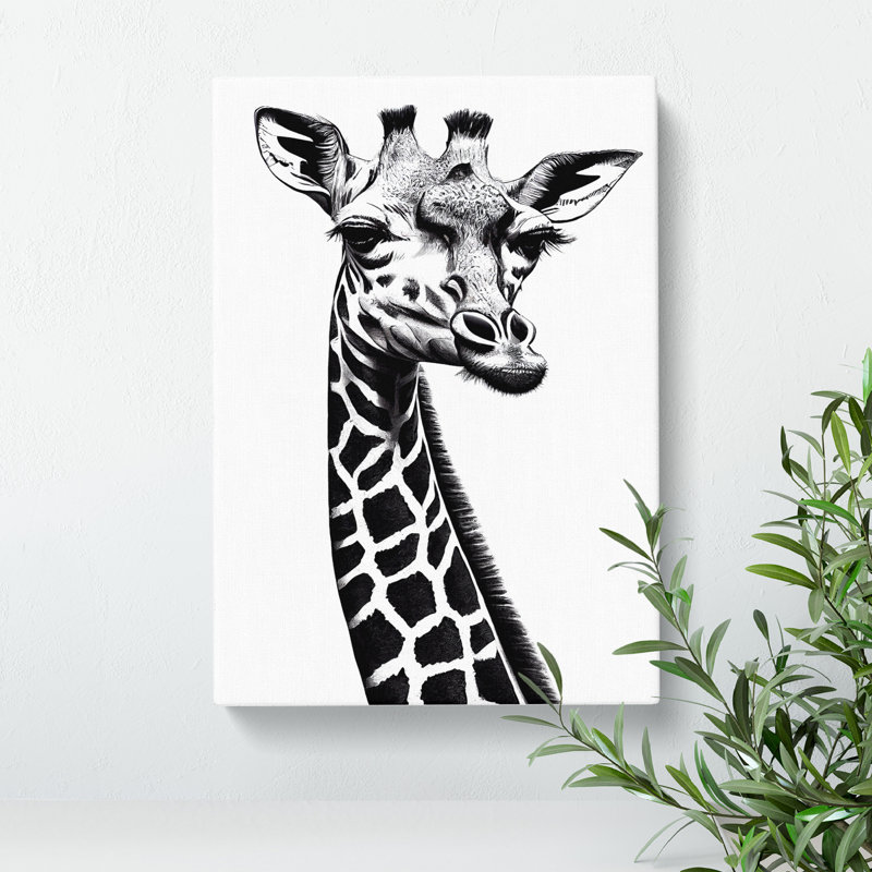 Monochrome Giraffe No.2 - Wrapped Canvas, 50cm H x 35cm W x 3cm D