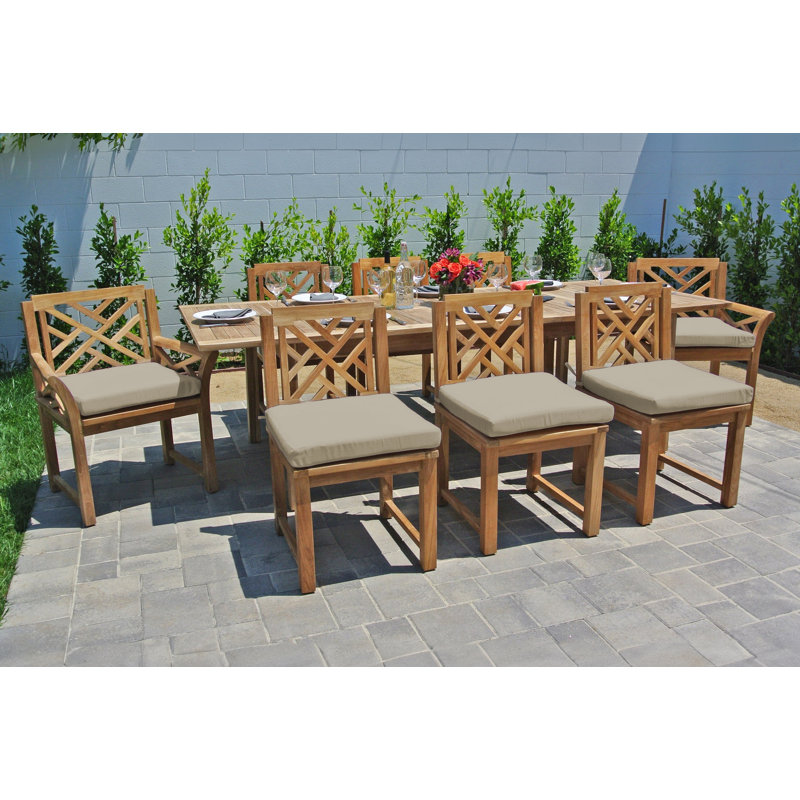 Ensemble repas rectangulaire en teck pour 8 personnes 102,5 po Monterey, Beige antique, Beige antique