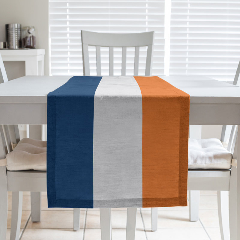Chemin de table, Houston, 90 po x 16 po, Marine / gris / orange