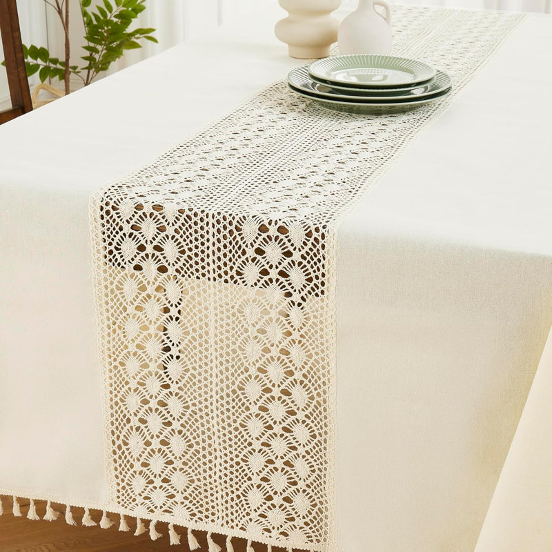 Nappe lourde en coton avec crochets rectangulaires, Beige, L 84 po x l 70 po