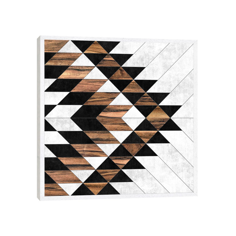 Urban Tribal Pattern No.9 by Zoltan Ratko - Print on Canvas, 66.04 cm H x 66.04 cm W, White Framed