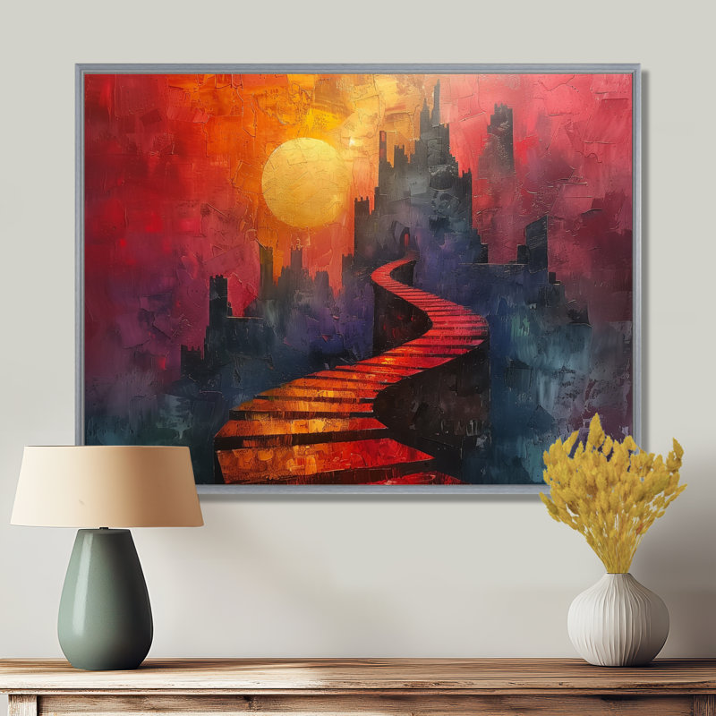 Sherine - Châteaux, salon d'art mural, H 30 po x l 40 po x P 1,5 po, Toile argentée avec cadre flottant