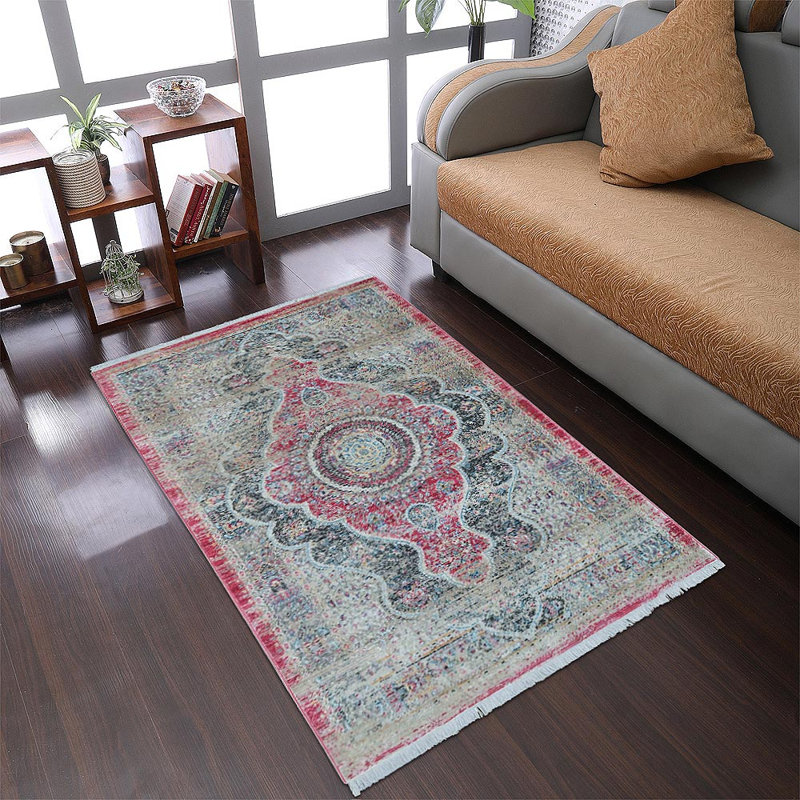 Beier Washable Area Rug, Large Rugs for Living Room Vintage Black & Red Carpet Area Rugs for Bedroom Dining Room Non-Slip Stain Resistant - MACHINE MADE POLYESTER AREA RUGS -Oriental Design