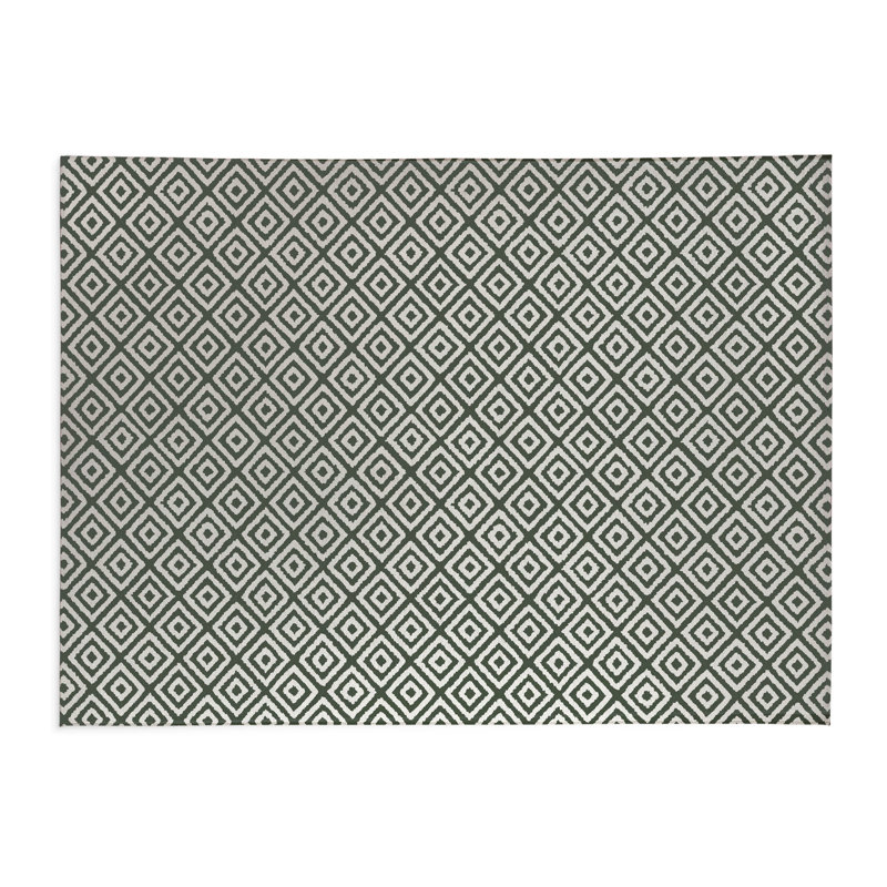 Ikat Grunge Indoor Doormat, 36" W x 60" L, Green