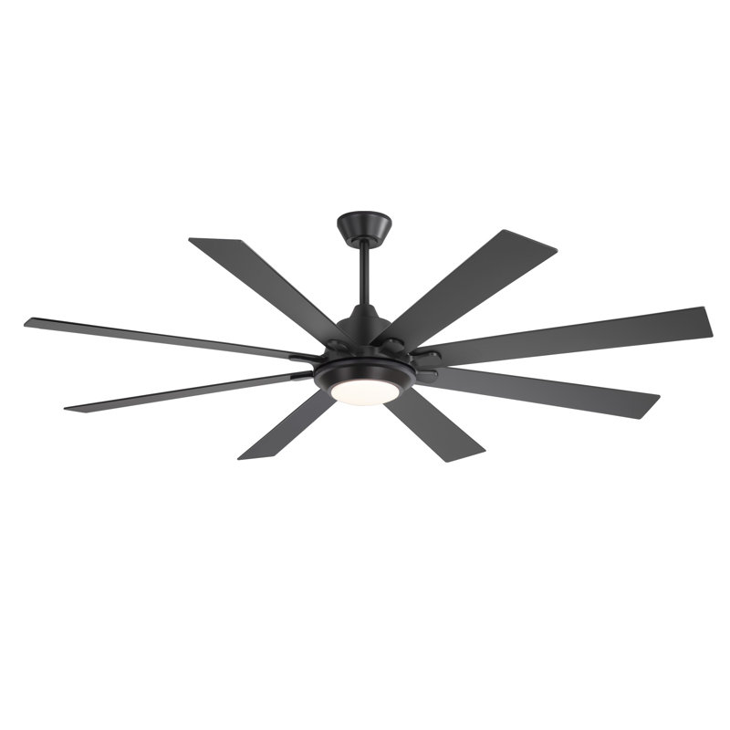 65 Inch Black Ceiling Fan With Light And Remote Control.noiseless,6 Speeds Reversible, Dc Ceiling Fans For Indoor Or Covered Outdoor
