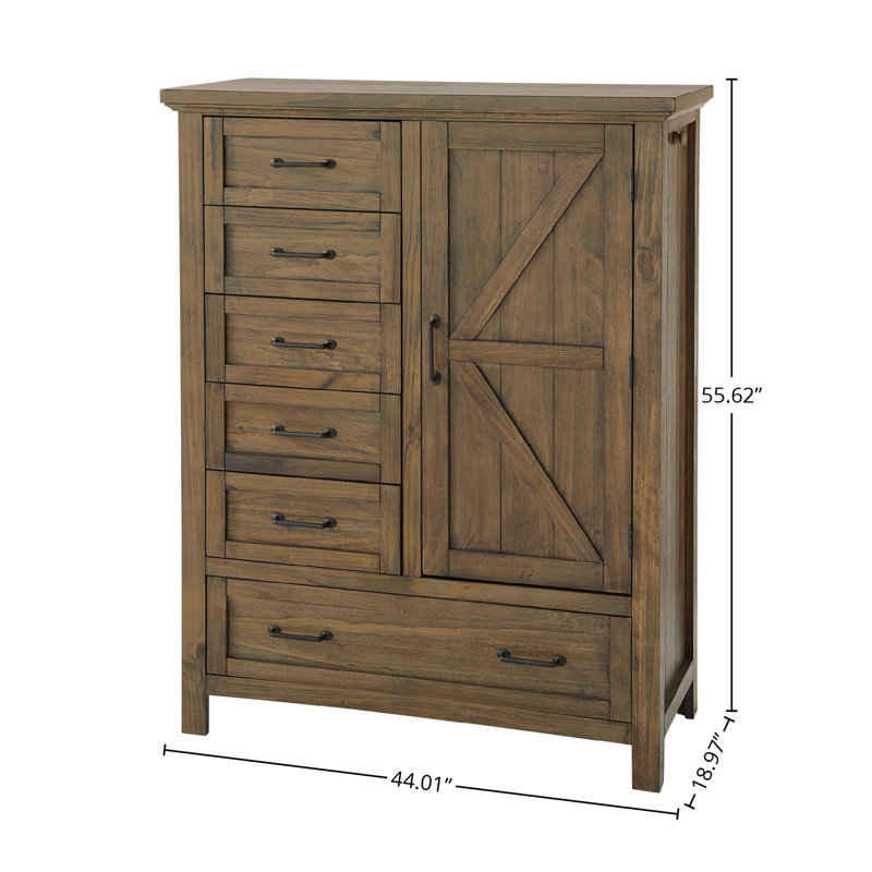Armoire en bois massif Aceline, Brun récolte