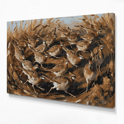 Oiseaux, art mural brun sur toile