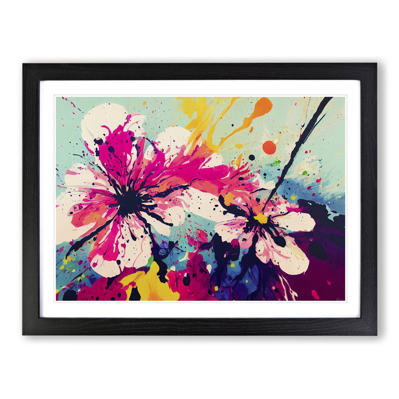 Unique Flower Splash Abstract - Framed Print, Black Framed, 46cm H x 64cm W x 2cm D