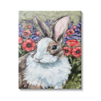 " Rabbit Flower Meadow Nature " by Sara G. Designs Painting Print