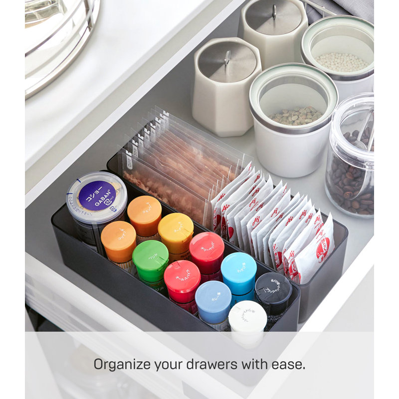 Yamazaki Home Stackable Organizers [Set Of 2] - Four Sizes, Deep, Black