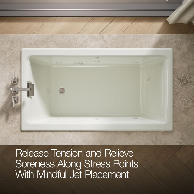 Tea-for-Two 66-In x 36-In Drop-in/Undermount Whirlpool Bath, Reversible Drain, Dune