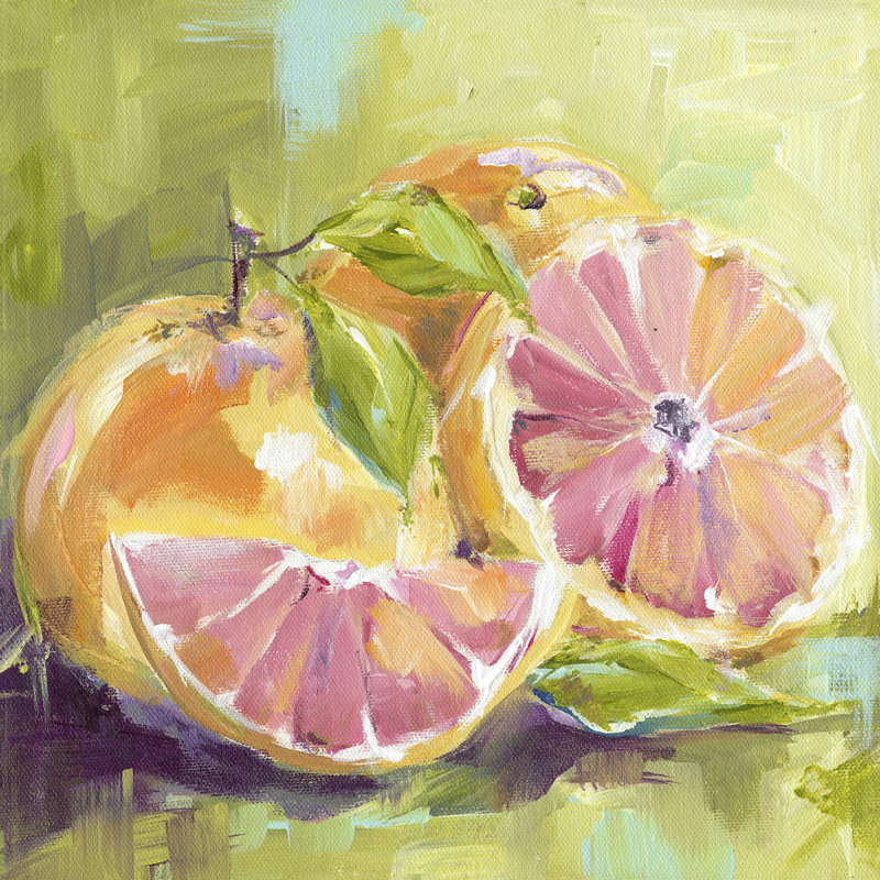 «Still Life Grapefruit», reproduction de peinture acrylique, H 12 po x l 12 po, Toile