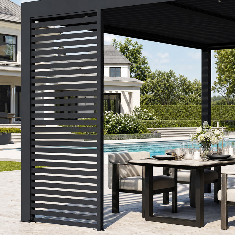 Aurora 10 pi. Panneau mural d'intimité universel pour pergola à persiennes, accessoires en acier galvanisé, écrans de pergola modulaires à installation facile