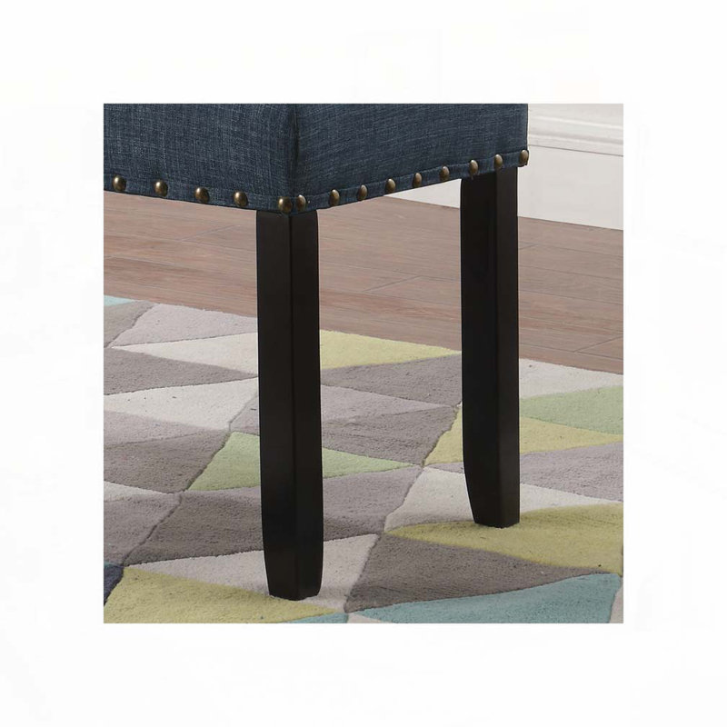 Fabric Dining Bench with Nailhead Trim, Blue