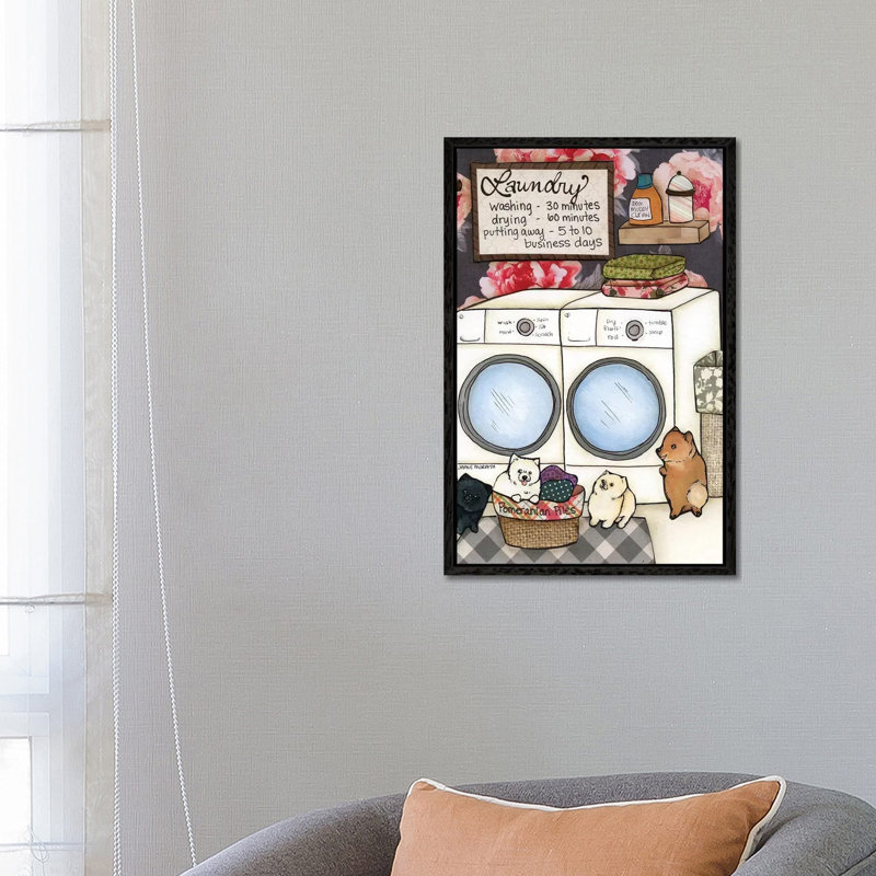 Pomeranian Piles by Jamie Morath - Print on Canvas, 66.04cm H x 45.72cm W x 3.81cm D, Black Floater Framed
