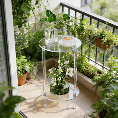 Clear Acrylic Side Table With 2 Tiers, Modern Minimalist End Table For Small Spaces, Lightweight And Durable Nightstand For Living Room, Bedroom, Or Bathroom