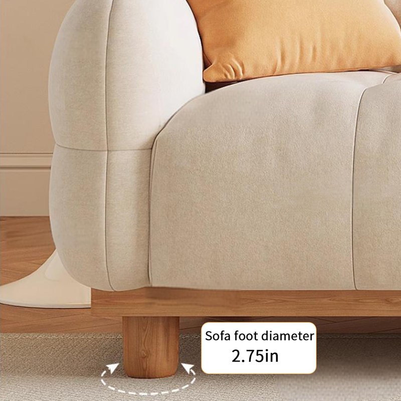 Canapé en tissu rond de style crème, H 40,55 po x l 118,11 po x P 37,4 po