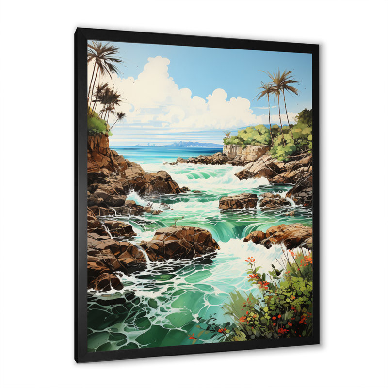 Photo de plage, vibrations tropicales - Nautique et plage, impressions sur toile, L 12 po x H 20 po, Cadre photo noir