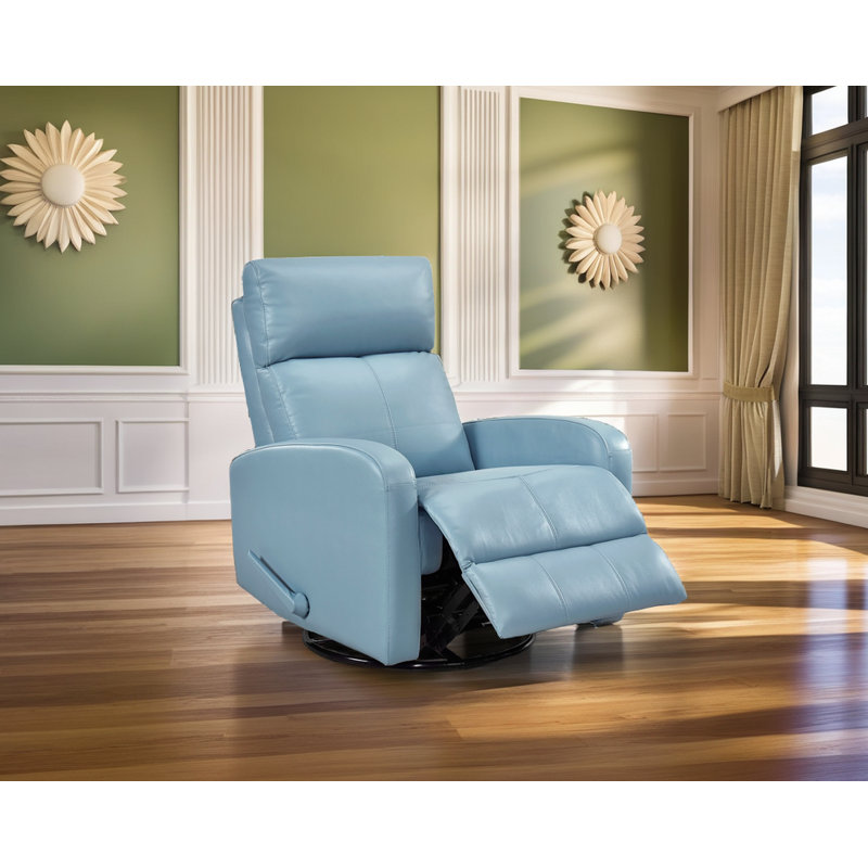 Fauteuil inclinable et pivotant en cuir bleu Premium de qualité supérieure - Rotation à 360 ° - Inclinaison à 155 ° - Structure en bois massif?